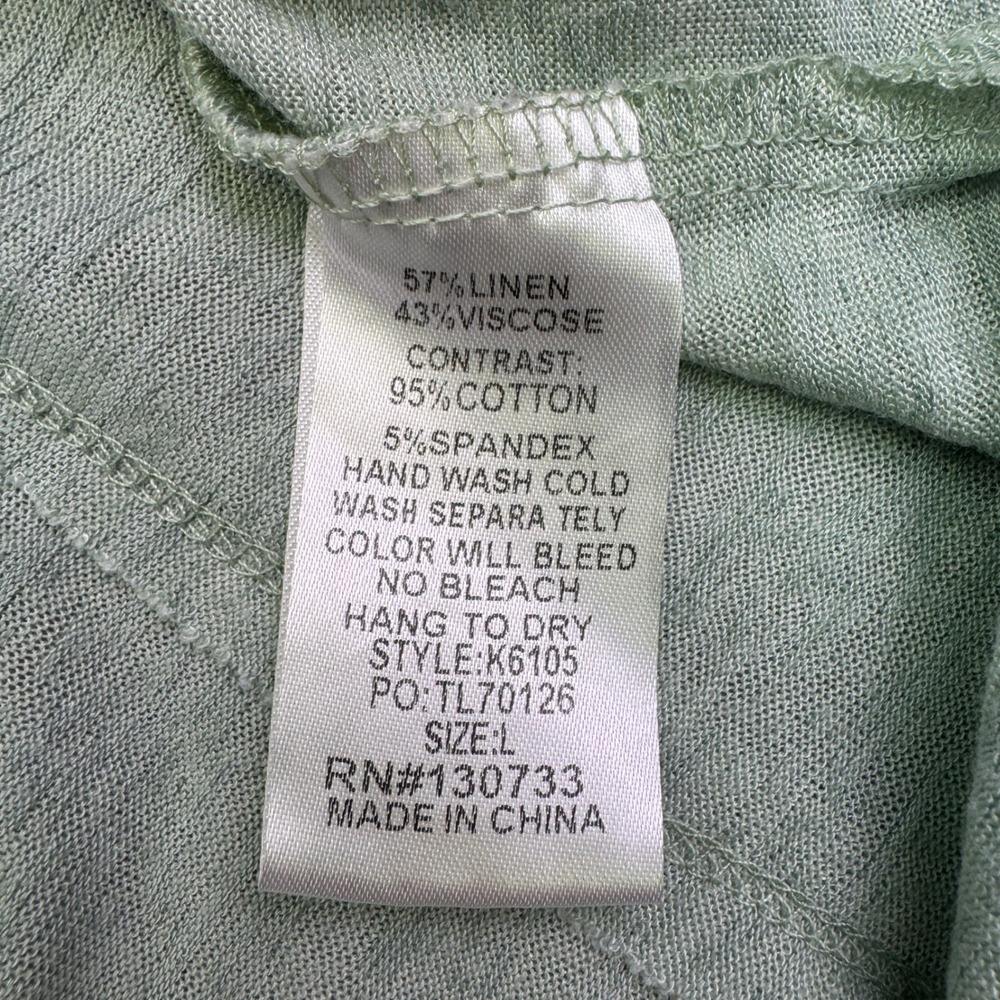 Umgee USA Women's Shirt Large Mint Green Relaxed Fit V-Neck Short Sleeve‎ - Picture 3 of 5